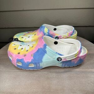 Crocs Classic Mens Size 13 Clogs Pastel Spray Rainbow Tie Dye Slip On Shoes New